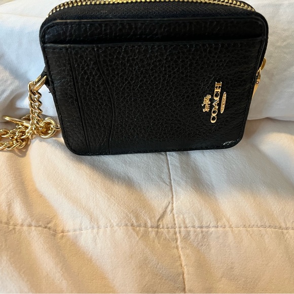 COACH Zip Card Case with Chain in Black - Picture 6 of 8
